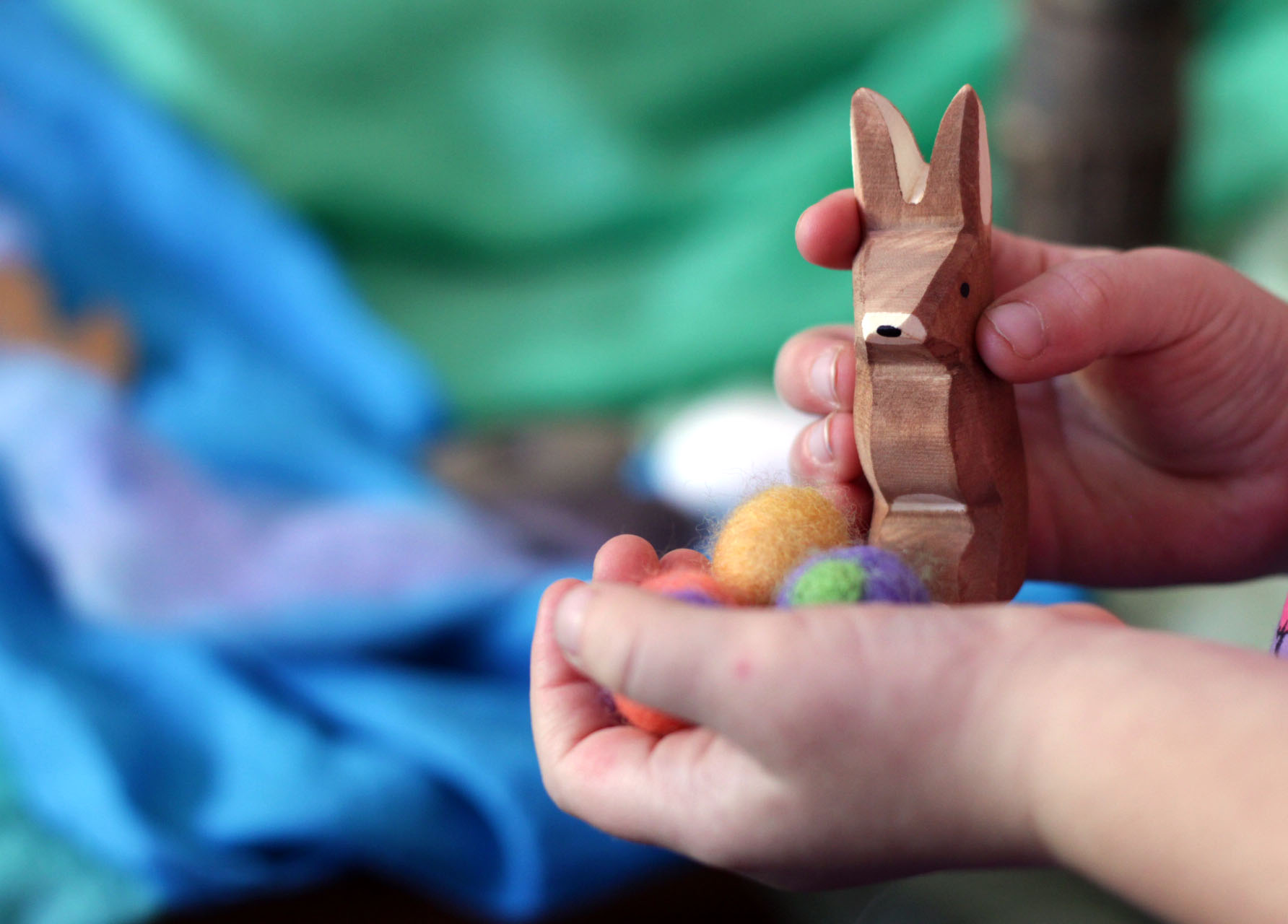 easter rabbit in little girls hand